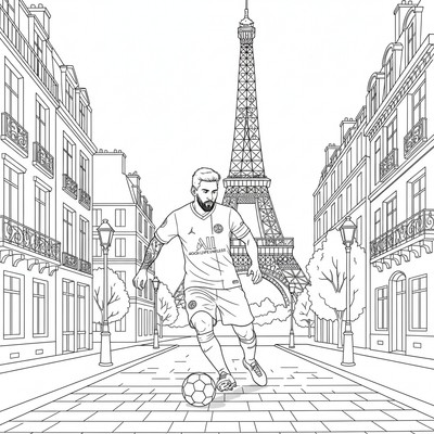 PSG Lionel Messi driver bollen i Paris kvällsljus