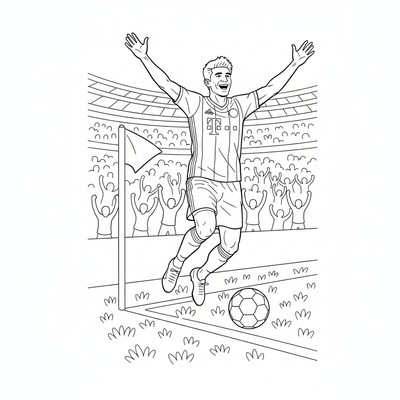 Bayern München Thomas Müller jublar vid hörnflaggan