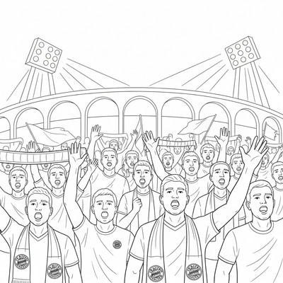 Bayern München supportrar sjunger i kvällsljus