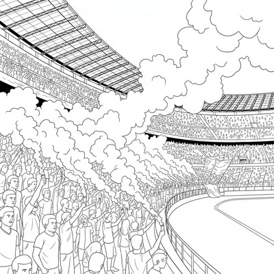 AC Milan supportrar tänder bengaler i kurvan