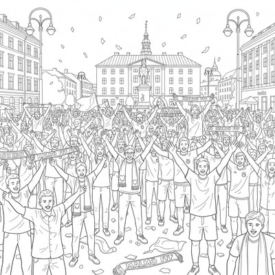 Malmö FF supportrar firar i centrala Malm