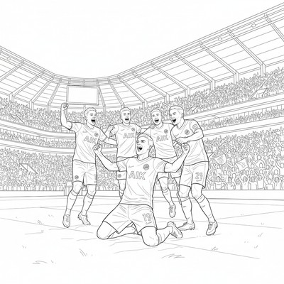 AIK spelare firar mål framför Norra Stå