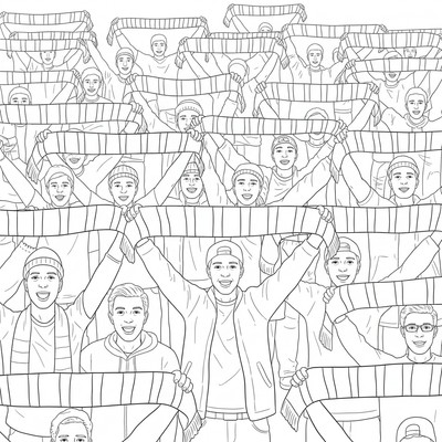 Djurgårdens IF supportrar håller upp randiga scarfar