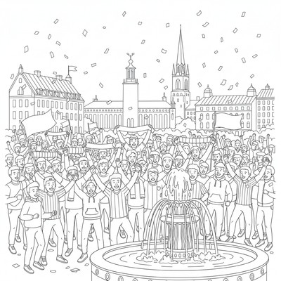 Djurgårdens IF supportrar firar i Stockholm centrum