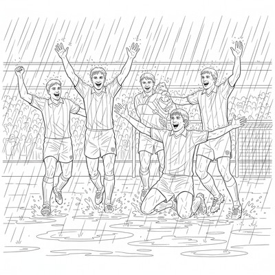 IFK Göteborg spelare firar seger i ösregn