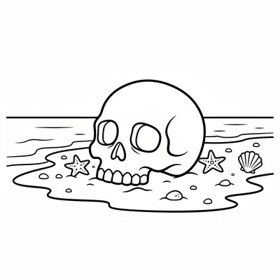 Dödskalle ligger på en strandkant