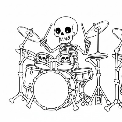 Skelett spelar trummor på benknotor