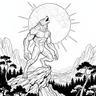 Varulv ylar mot fullmånen