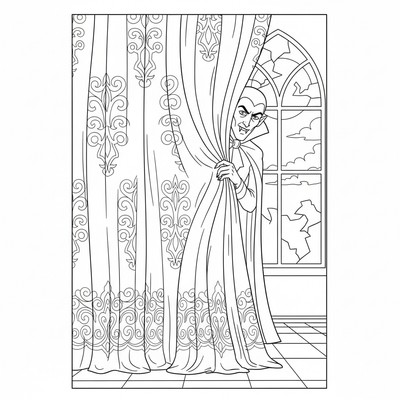 Vampyr gömmer sig bakom en gardin