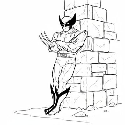 Wolverine lutar sig mot en stenmur