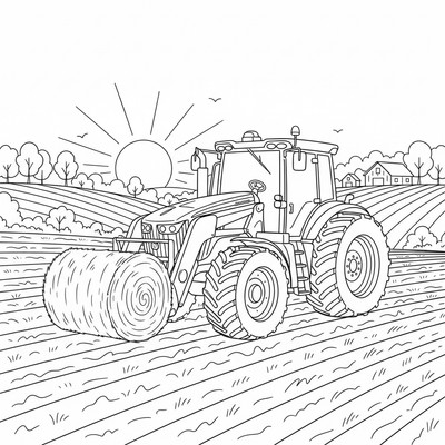 John Deere traktor står på en åker