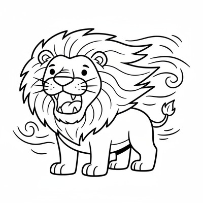 Lejon som ryter med manen i vinden