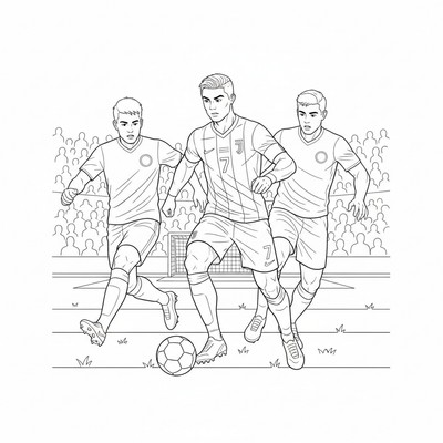 Cristiano Ronaldo dribblar förbi två spelare