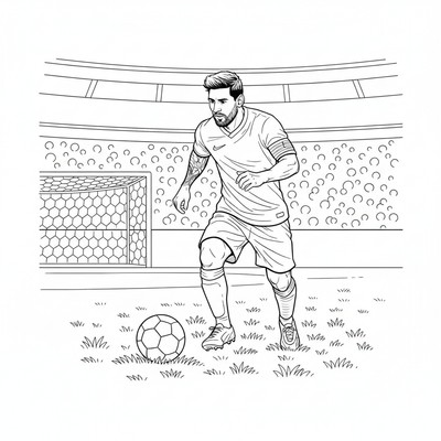 Messi springer med bollen vid fötterna