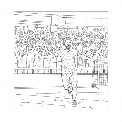 Messi firar mål framför fansen