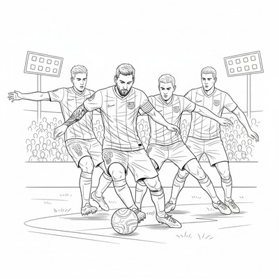 Messi dribblar förbi tre försvarare