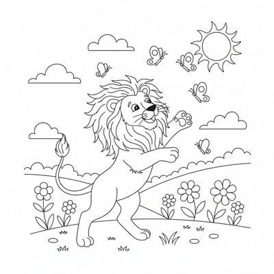 Lejon som försöker fånga fjärilar