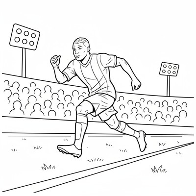 Mbappé springer i full fart längs kanten