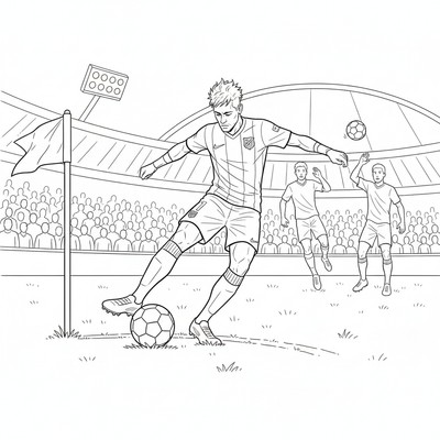 Neymar slår en hörna vid flaggan