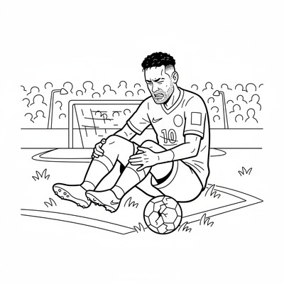 Neymar sitter på planen efter tackling