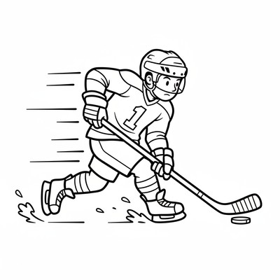 Ishockeyspelare åker skridskor i full fart