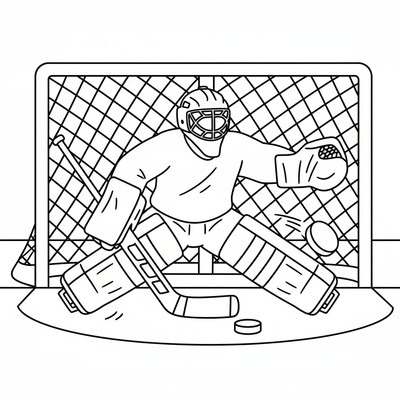 Ishockeymålvakt gör en räddning