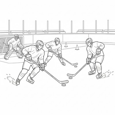 Ishockeyspelare tränar på isen