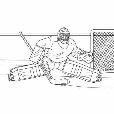 Ishockeymålvakt sträcker ut benskydden