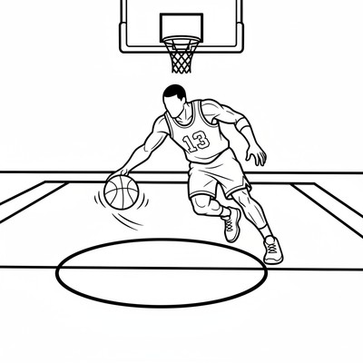 Basketspelare dribblar på planen