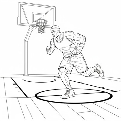 Basketspelare springer i full fart