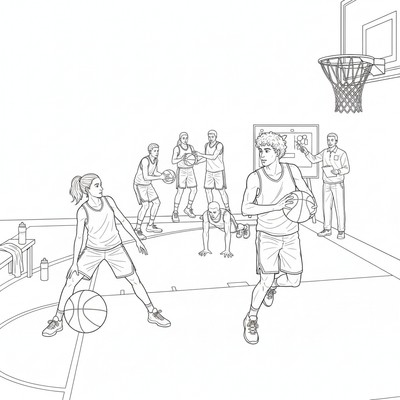 Basketlag värmer upp före match