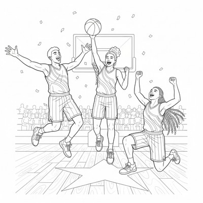 Basketspelare firar efter matchvinst