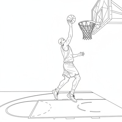 Basketspelare gör layup mot korgen