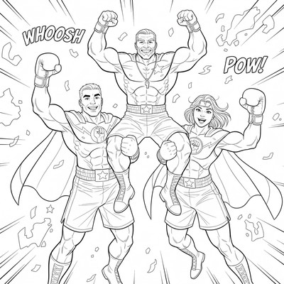 Boxare firar med tränaren