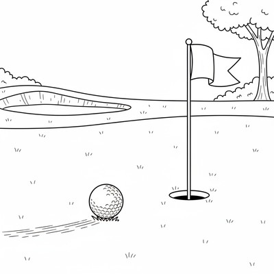 Golfboll rullar mot hålet