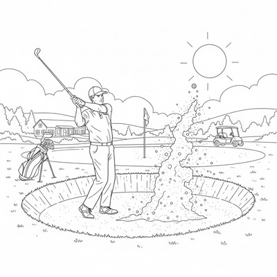 Golfare slår ur en bunker