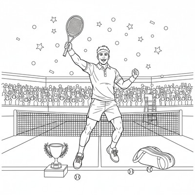 Tennisspelare firar seger på centercourt