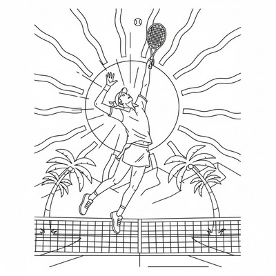 Tennisspelare servar bollen i sol