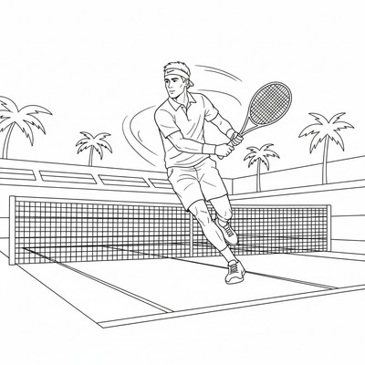 Tennisspelare springer på banan i fart