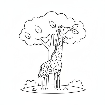 Giraff som äter blad från träd