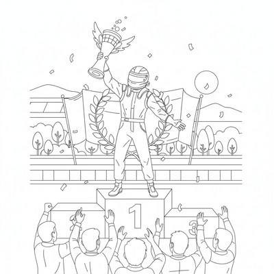 Formula 1 förare lyfter pokal på pallen