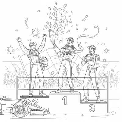 Formula 1 förare firar med champagne