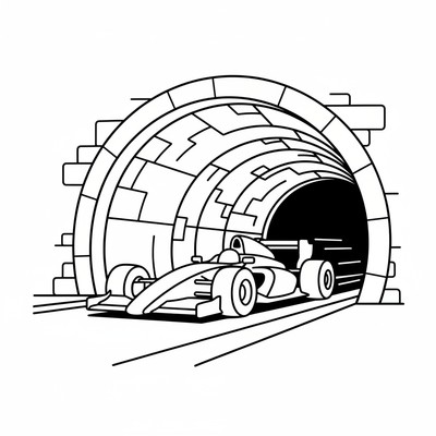Formula 1 bil kör genom en tunnel