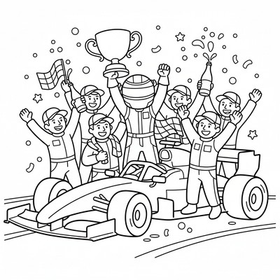 Formula 1 förare firar med laget