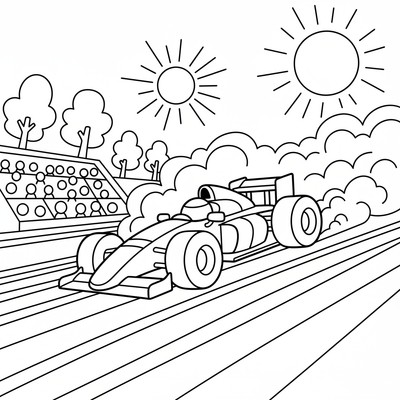 Formula 1 bil bränner däck på banan