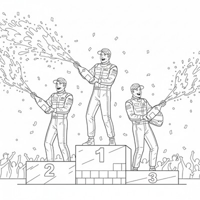 Formula 1 förare sprutar champagne på pallen