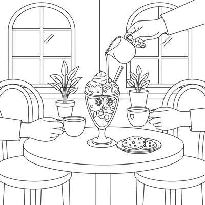 Glass serveras på ett cafébord