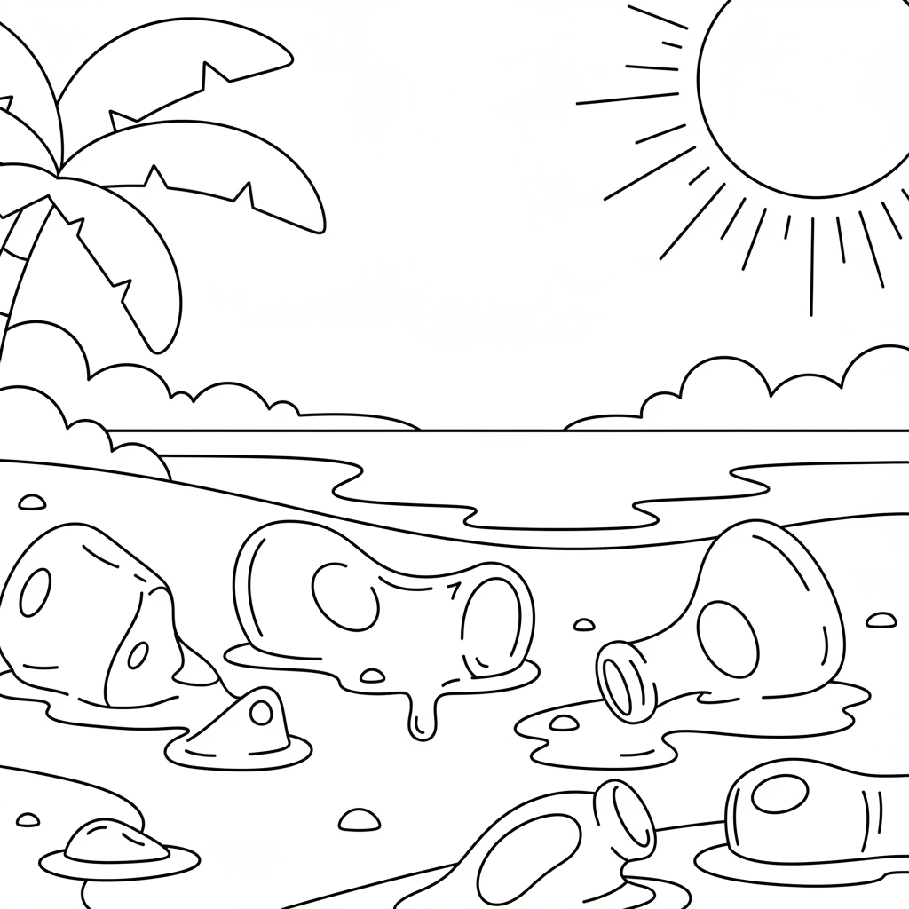 Glass smälter i solen på en strand