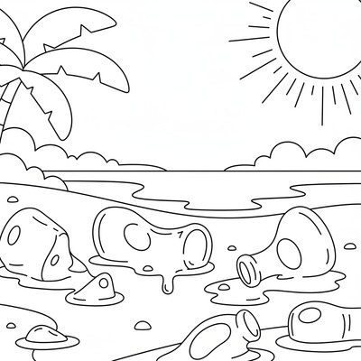 Glass smälter i solen på en strand