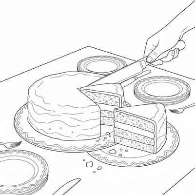 Tårta skärs upp i bitar